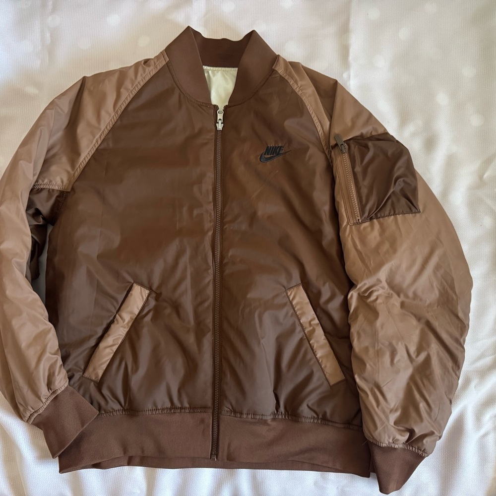 Nike Brown Bomber Jacket with Vintage Texture